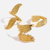 Wholesale Stainless Steel Geometric Wings Retro Style Electroplated Ring For Women