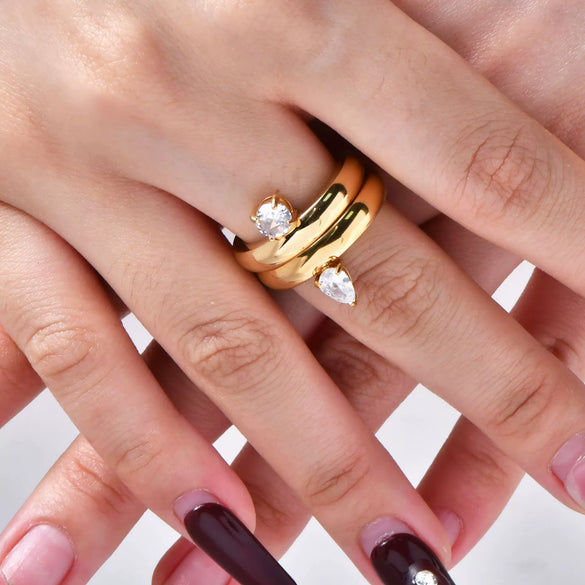 Wholesale Stainless Steel Geometric Wiredrawing Electroplated Ring Unisex Retro Niche Highend Light Luxury Allmatch