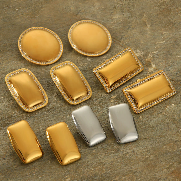 Wholesale Stainless Steel Geometric Women's Earrings With Electroplating