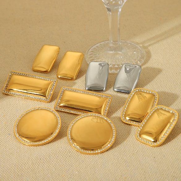 Wholesale Stainless Steel Geometric Women's Earrings With Electroplating