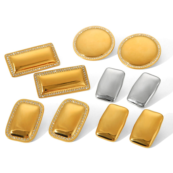Wholesale Stainless Steel Geometric Women's Earrings With Electroplating