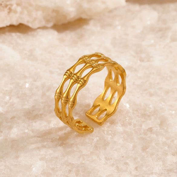 Wholesale Stainless Steel Geometric Women's Hiphop Ring With Electroplating