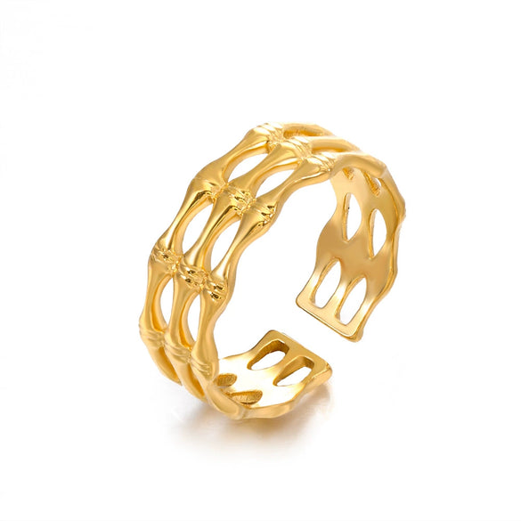 Wholesale Stainless Steel Geometric Women's Hiphop Ring With Electroplating