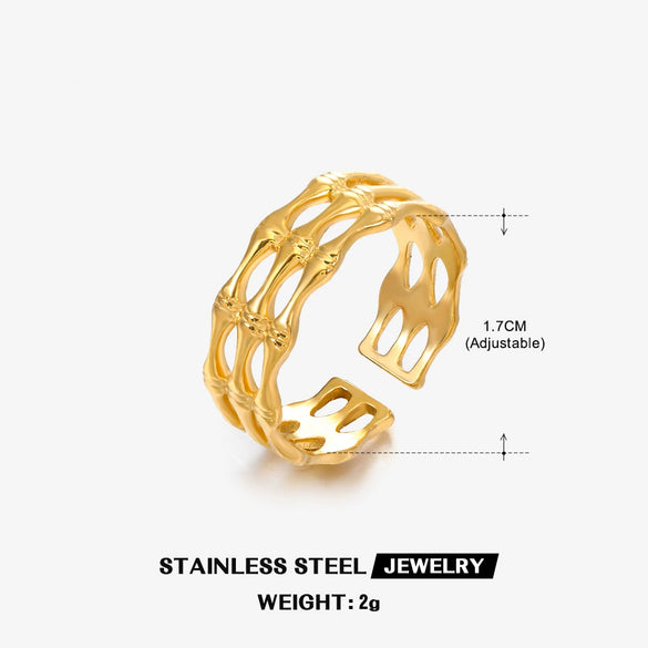 Wholesale Stainless Steel Geometric Women's Hiphop Ring With Electroplating