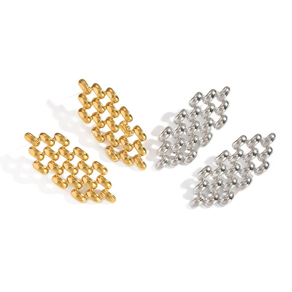 Wholesale Stainless Steel Geometric Woven Electroplated Earrings For Women