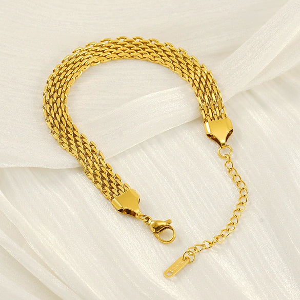 Wholesale 316L Stainless Steel Geometric Woven Twist Mesh Bracelet With Electroplating