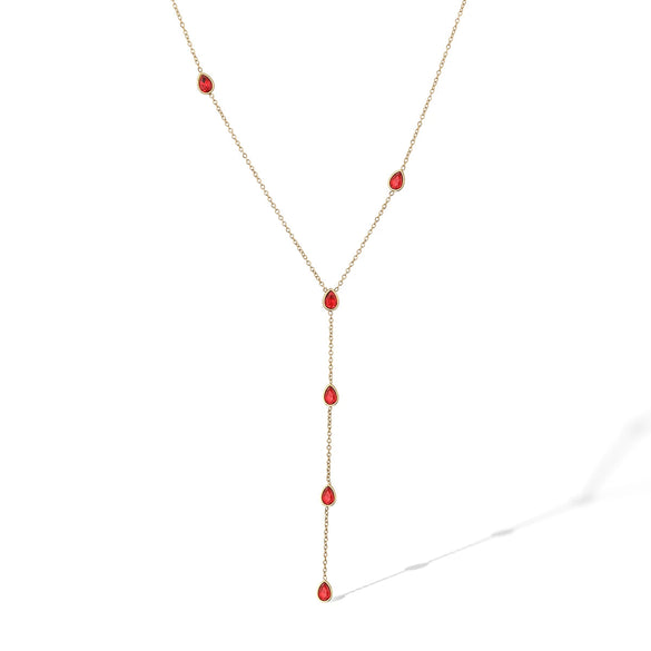 Wholesale Stainless Steel Geometric Yshaped Zircon Necklace Light Luxury Simple Design