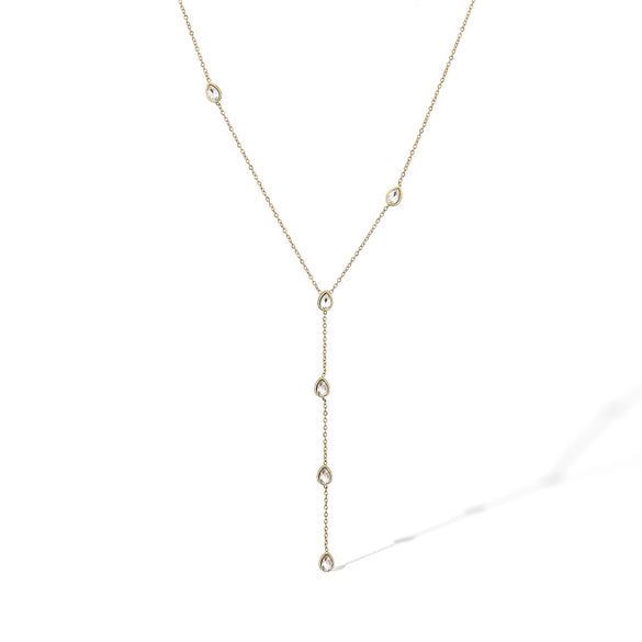 Wholesale Stainless Steel Geometric Yshaped Zircon Necklace Light Luxury Simple Design