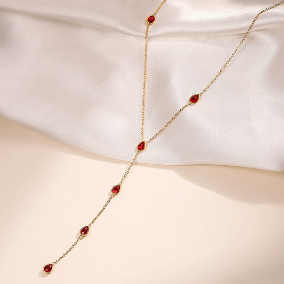 Wholesale Stainless Steel Geometric Yshaped Zircon Necklace Light Luxury Simple Design