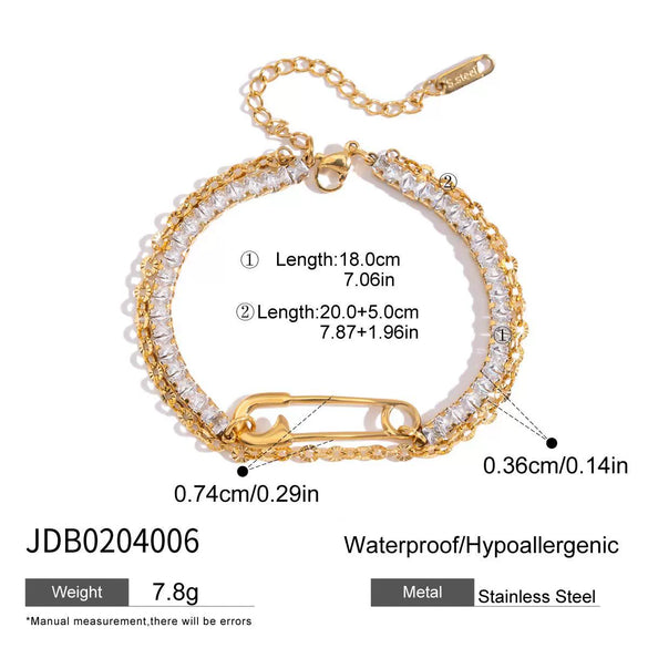 Wholesale Stainless Steel Geometric Zircon Bracelet For Women With Electroplating Light Luxury High End Jewelry