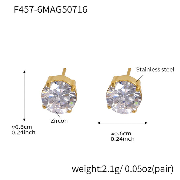 Wholesale 316L Stainless Steel Geometric Zircon Earrings For Women With Electroplating Light Luxury Niche Fashion