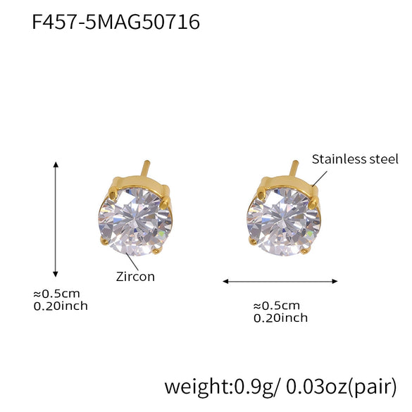 Wholesale 316L Stainless Steel Geometric Zircon Earrings For Women With Electroplating Light Luxury Niche Fashion