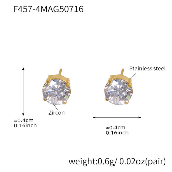 Wholesale 316L Stainless Steel Geometric Zircon Earrings For Women With Electroplating Light Luxury Niche Fashion