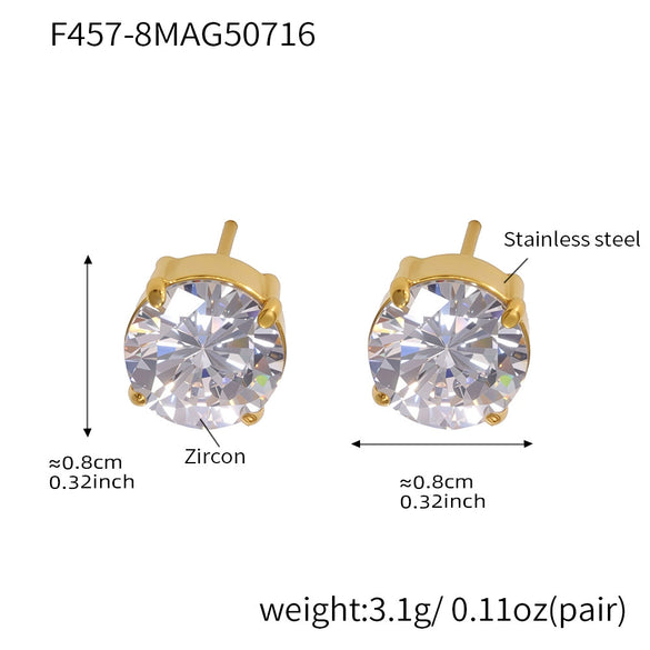 Wholesale 316L Stainless Steel Geometric Zircon Earrings For Women With Electroplating Light Luxury Niche Fashion