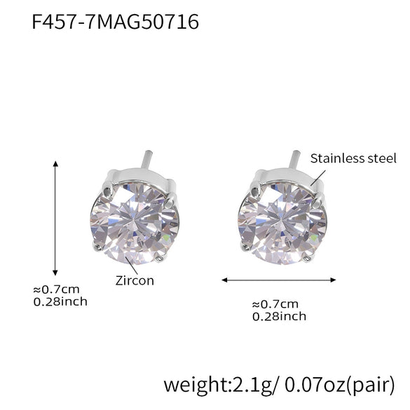 Wholesale 316L Stainless Steel Geometric Zircon Earrings For Women With Electroplating Light Luxury Niche Fashion