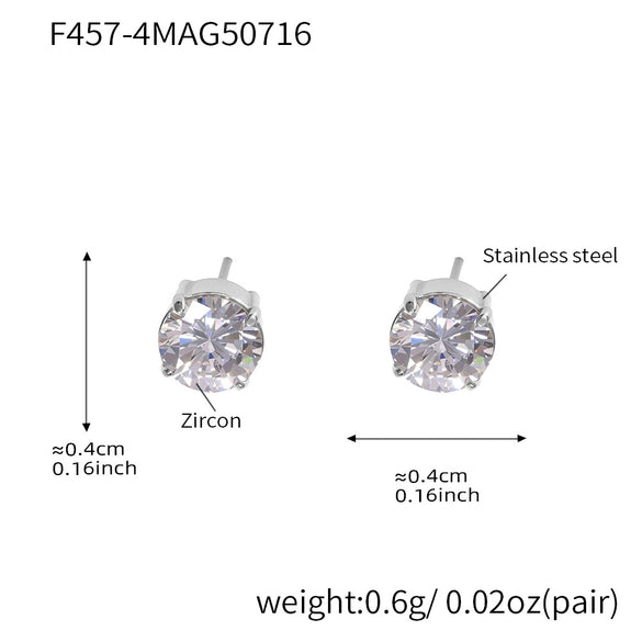 Wholesale 316L Stainless Steel Geometric Zircon Earrings For Women With Electroplating Light Luxury Niche Fashion