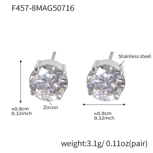 Wholesale 316L Stainless Steel Geometric Zircon Earrings For Women With Electroplating Light Luxury Niche Fashion