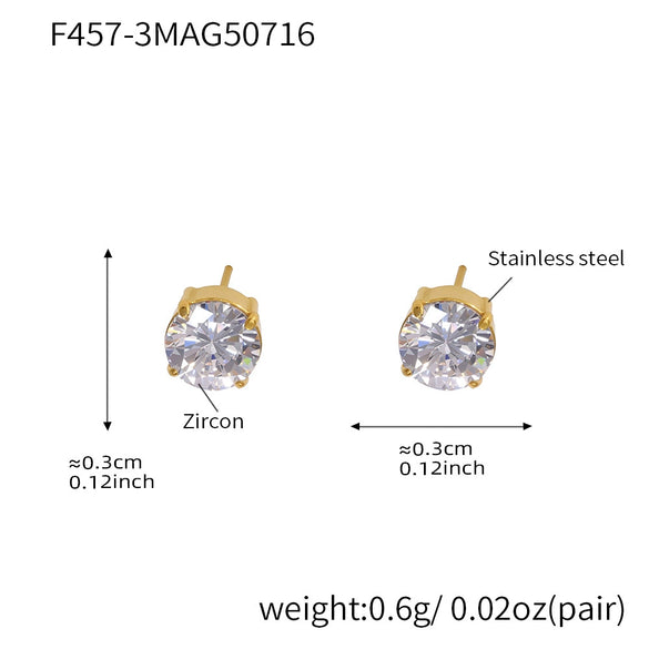 Wholesale 316L Stainless Steel Geometric Zircon Earrings For Women With Electroplating Light Luxury Niche Fashion