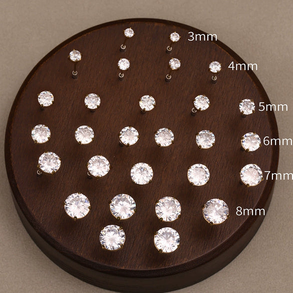 Wholesale 316L Stainless Steel Geometric Zircon Earrings For Women With Electroplating Light Luxury Niche Fashion