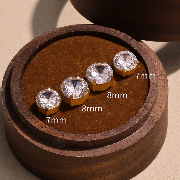 Wholesale 316L Stainless Steel Geometric Zircon Earrings For Women With Electroplating Light Luxury Niche Fashion