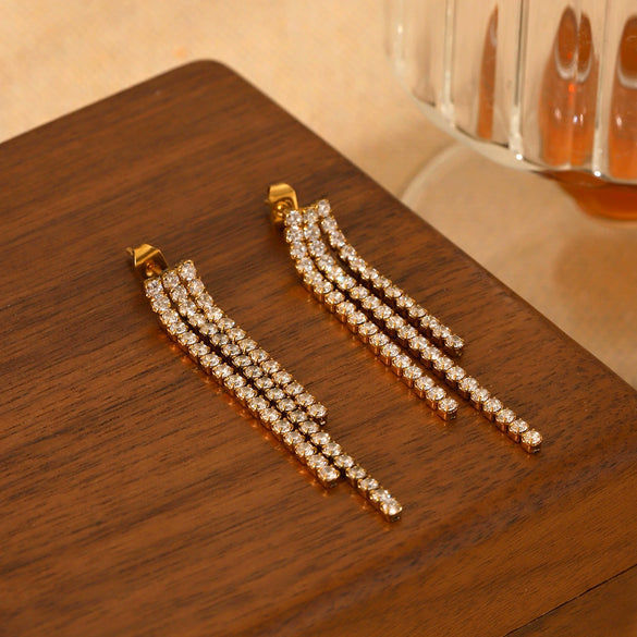 Wholesale Stainless Steel Geometric Zircon Earrings For Women