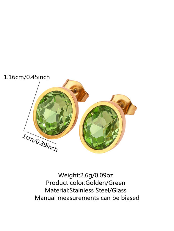 Wholesale Stainless Steel Geometric Zircon Earrings 18K Goldplated For Women