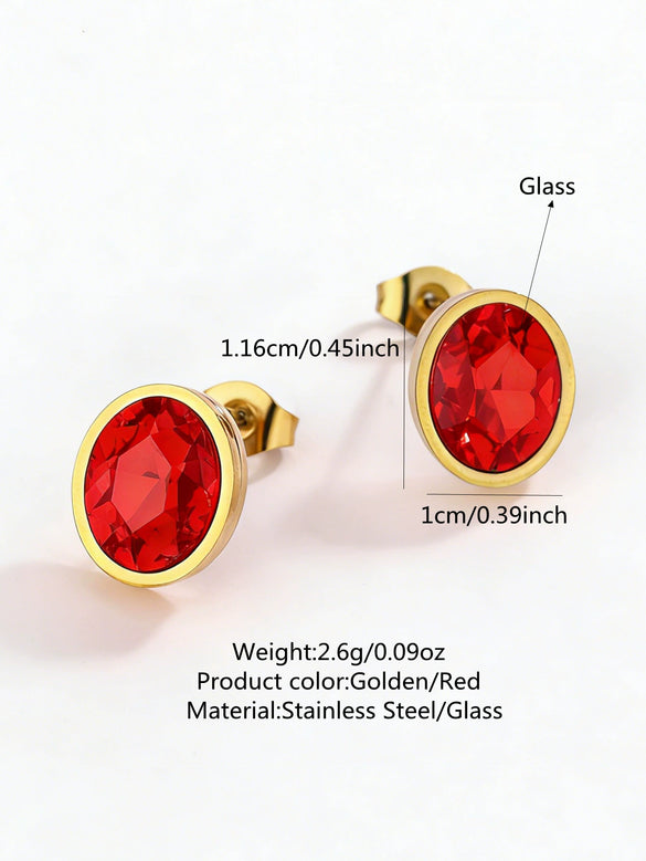 Wholesale Stainless Steel Geometric Zircon Earrings 18K Goldplated For Women