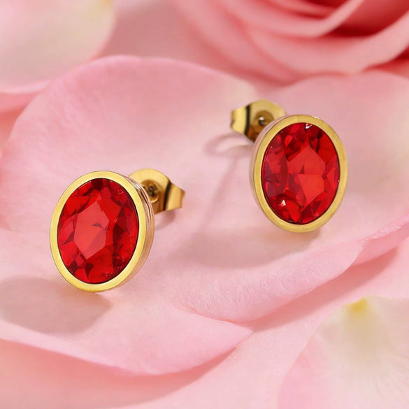 Wholesale Stainless Steel Geometric Zircon Earrings 18K Goldplated For Women