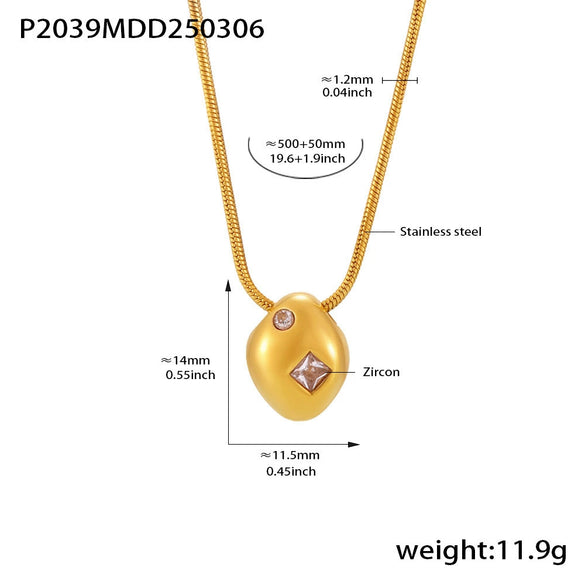 Wholesale 316L Stainless Steel Geometric Zircon Inlaid Irregular Shaped Clavicle Necklace Jewelry With Electroplating Treatment For Women