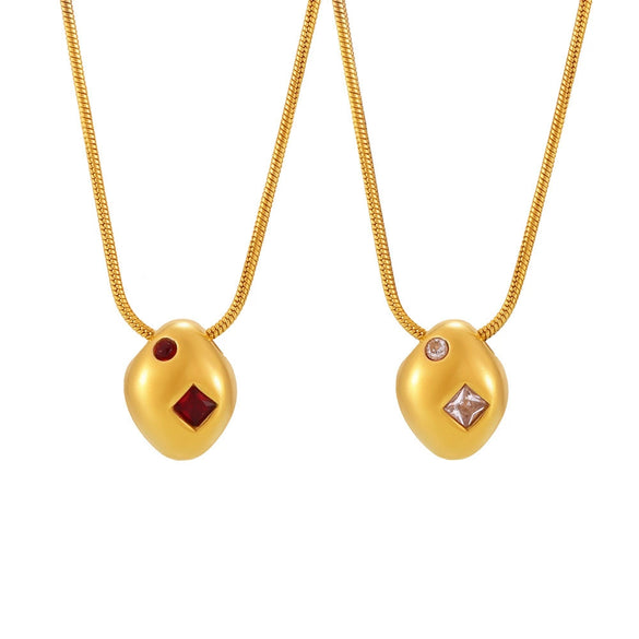 Wholesale 316L Stainless Steel Geometric Zircon Inlaid Irregular Shaped Clavicle Necklace Jewelry With Electroplating Treatment For Women