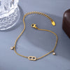 Wholesale Stainless Steel Geometric Zircon Inlay Women's Simple Foot Chain Accessories With Japanese Character Inlay Technology