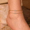 Wholesale Stainless Steel Geometric Zircon Inlay Women's Simple Foot Chain Accessories With Japanese Character Inlay Technology
