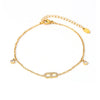 Wholesale Stainless Steel Geometric Zircon Inlay Women's Simple Foot Chain Accessories With Japanese Character Inlay Technology