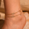 Wholesale Stainless Steel Geometric Zircon Inlay Women's Simple Foot Chain Accessories With Japanese Character Inlay Technology