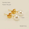 Wholesale Stainless Steel Geometric Zircon Pearl Steel Ball Earrings For Women With Electroplating Treatment