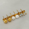 Wholesale Stainless Steel Geometric Zircon Pearl Steel Ball Earrings For Women With Electroplating Treatment