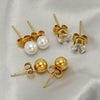 Wholesale Stainless Steel Geometric Zircon Pearl Steel Ball Earrings For Women With Electroplating Treatment