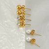 Wholesale Stainless Steel Geometric Zircon Pearl Steel Ball Earrings For Women With Electroplating Treatment