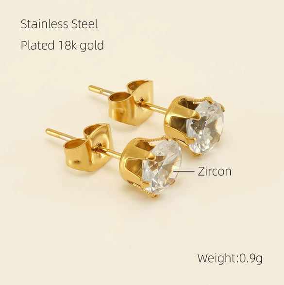 Wholesale Stainless Steel Geometric Zircon Pearl Steel Ball Earrings For Women With Electroplating Treatment
