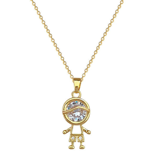 Wholesale Stainless Steel Geometric Zircon Pendant Necklace For Women