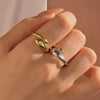 Wholesale Stainless Steel Geometric Zircon Ring For Women Electroplated Light Luxury Nonfading Allmatch