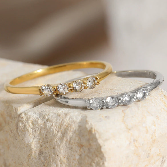 Wholesale Stainless Steel Geometric Zircon Ring With Electroplating Trendy And Personalized