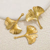Wholesale Stainless Steel Ginkgo Leaf And Small Flower Antique Style Electroplated Earrings And Headwear Accessories Pendant