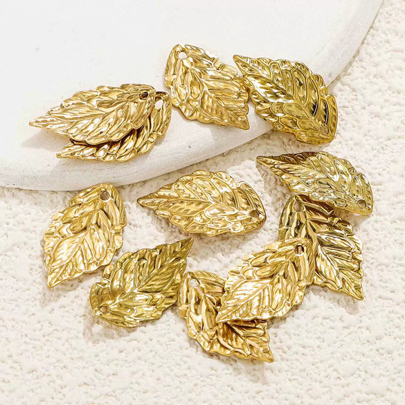 Wholesale Stainless Steel Ginkgo Leaf And Small Flower Antique Style Electroplated Earrings And Headwear Accessories Pendant