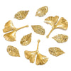 Wholesale Stainless Steel Ginkgo Leaf And Small Flower Antique Style Electroplated Earrings And Headwear Accessories Pendant