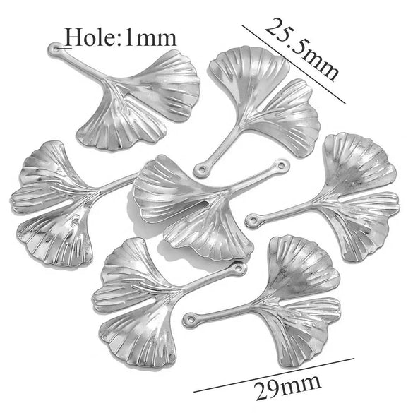 Wholesale Stainless Steel Ginkgo Leaf And Small Flower Antique Style Electroplated Earrings And Headwear Accessories Pendant