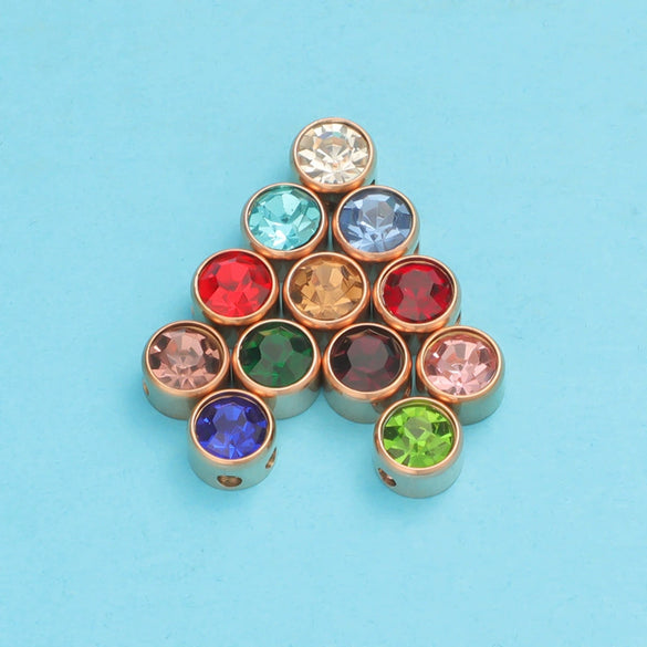 Wholesale Stainless Steel Glossy Geometric Beads Electroplated Diy Jewelry Accessories Necklace For December Birthday Stone