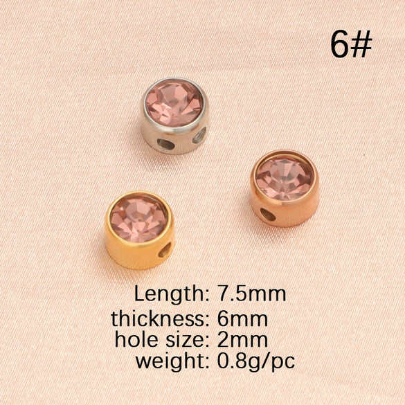 Wholesale Stainless Steel Glossy Geometric Beads Electroplated Diy Jewelry Accessories Necklace For December Birthday Stone