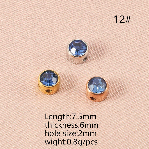 Wholesale Stainless Steel Glossy Geometric Beads Electroplated Diy Jewelry Accessories Necklace For December Birthday Stone