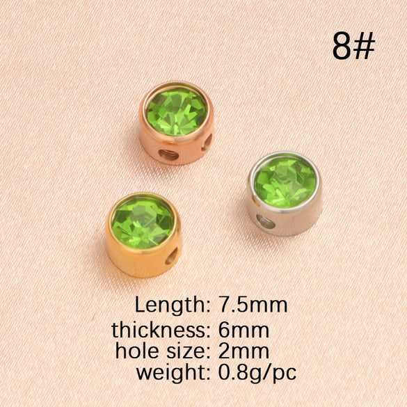 Wholesale Stainless Steel Glossy Geometric Beads Electroplated Diy Jewelry Accessories Necklace For December Birthday Stone